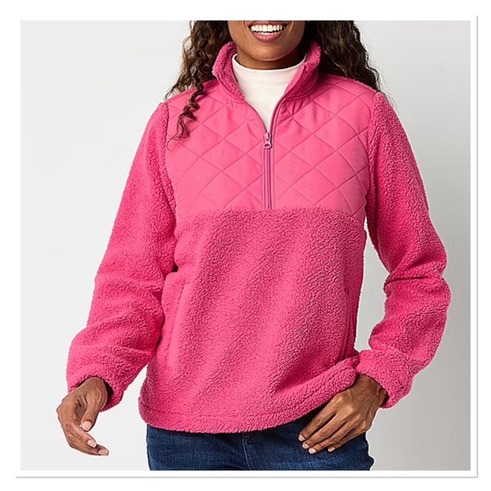 St. John’s Bay Pink Quilted Fleece Pullover